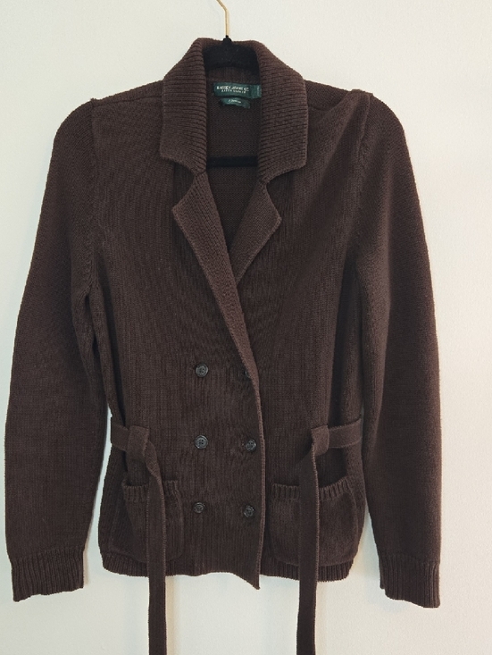 Ralph Lauren Sweaters - Ralph Lauren Dark Brown Double-Breasted Knit Sweater
